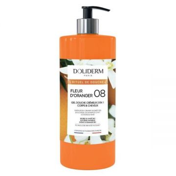 Gel de Dus si Sampon Cremos 2 in 1 cu Extract de Portocale Dulci - Doliderm Fleur D'Oranger 08 Gel Douche Cremeux 2 en 1, 1000 ml