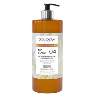 Gel de Dus si Sampon Cremos 2in1 cu Extract de Ceai Alb - Doliderm The Blanc 04 Gel Douche Cremeux 2en1, 1000 ml