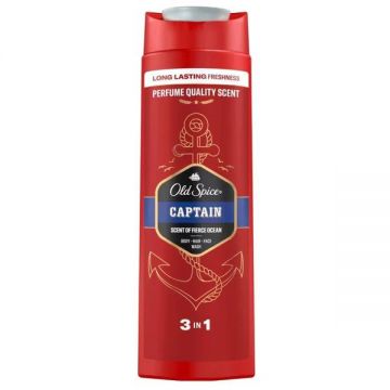 Gel de Dus si Sampon pentru Barbati - Old Spice Captain Shower Gel + Shampoo 3 in1, 400 ml