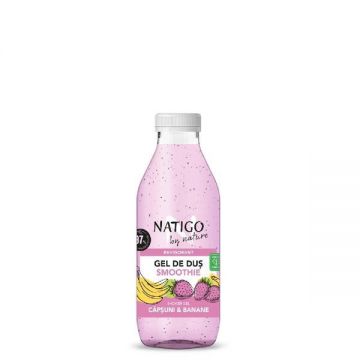 Gel de dus Smoothie Natigo By Nature  cu extract de Capsuni si Banane 97% ingrediente naturale 400ml