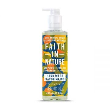 Sapun Lichid Natural Revigorant cu Grapefruit si Portocale - Faith in Nature Hand Wash Grapefruit & Orange Invigorating, 400 ml