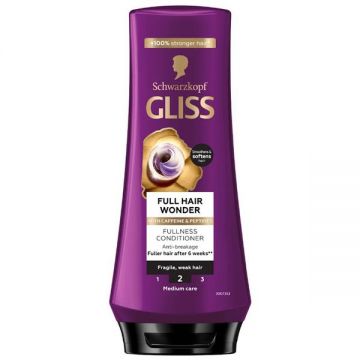 Balsam cu Cofeina si Peptide pentru Par Fragil - Schwarzkopf Gliss Full Hair Wonder Fullness Conditioner  for Fragile and Weak Hair, 200 ml