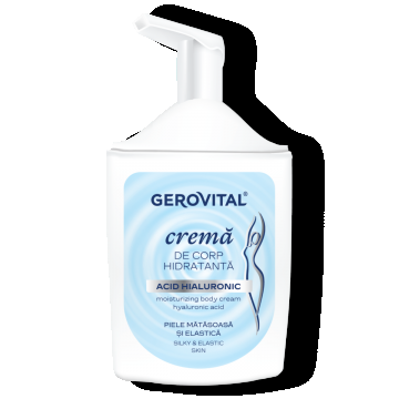 Cremă De Corp Hidratantă Cu Acid Hialuronic și Vitamine Pentru Toate Tipurile De Piele  Elasticitate, Hidratare și Protecție, Gerovital, 300 Ml