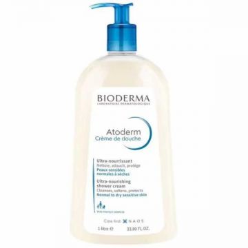 Crema de dus Bioderma Atoderm pentru piele sensibila, uscata si foarte uscata, 1000 ml