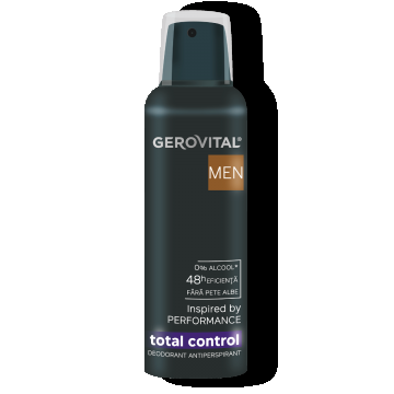 Deodorant Antiperspirant Total Control  Protecție 48h Fără Alcool, Aromă De Citrice, Lemn De Cedru și Mosc, Gerovital Men 150 Ml