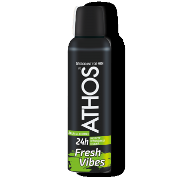 Deodorant Spray Athos Fresh Vibes 24h  Note Lemnoase, 150 Ml