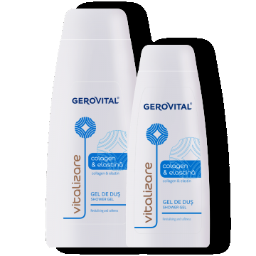 Gel De Duș Colagen și Elastină  Hidratare, Regenerare și Prevenirea Vergeturilor, Gerovital, 400 Ml / 750 Ml