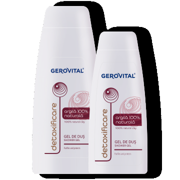 Gel De Duș Cu Argilă Naturală  Detoxifiere, Purificare și Regenerare, Gerovital, 400 Ml / 750 Ml