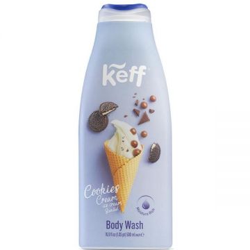 Gel de Dus cu Parfum de Inghetata cu Biscuiti - Keff Cookies Cream Body Wash, 500 ml
