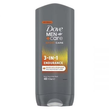 Gel de Dus pentru Barbati - Dove Men +Care Sport Care 3-in-1 Endurance Body, Face + Hair Wash, 400 ml