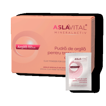Pudră De Argilă: Tratamente Cosmetice Pentru Toate Tipurile De Ten, Hidratantă și Regenerantă, Aslavital Mineralactiv, 10 Plicuri X 20 Gr