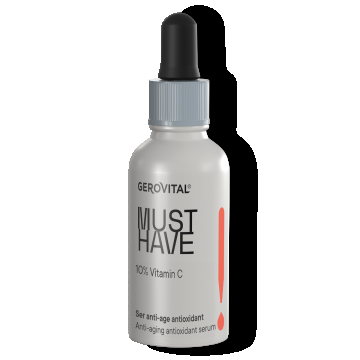 Ser Anti-age Antioxidant Cu 10% Vitamina C  Reducere Ridurile Fine și Efect De Strălucire Naturală, Gerovital Must Have, 30 Ml