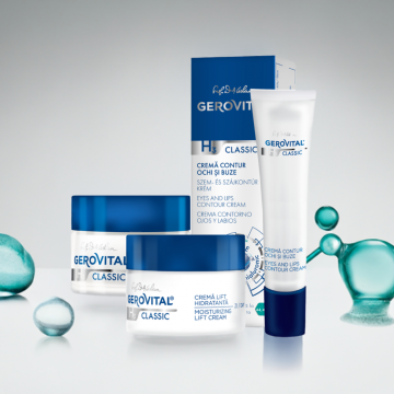 Set Cadou ngrijire Ten Cu Efect Lifting, Gerovital H3 Classic  Cremă Lift Hidratantă De Zi, Cremă Lift Restructurantă De Noapte și Cremă Contur Ochi și Buze