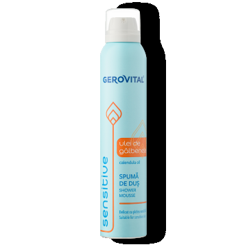 Spumă De Duș Sensitive Cu Ulei De Gălbenele Pentru Pielea Sensibilă  Hidratare, Protecție și Efect Calmant, Gerovital, 200 Ml