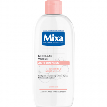 Apa micelara pentru ten sensibil si uscat, 400ml, Mixa