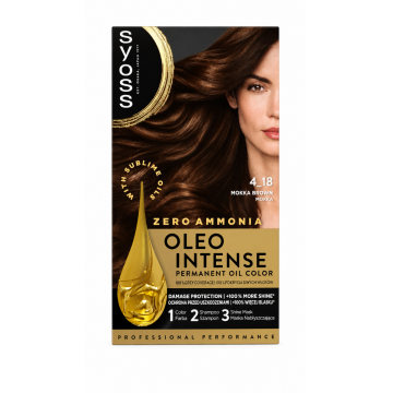 Vopsea de par fara amoniac Color Oleo 4-18 Saten Mokka, 115ml, Syoss