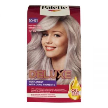 Vopsea de par permanenta Palette Deluxe 10-91/10-55 Blond rece prafuit, 130ml, Schwarzkopf