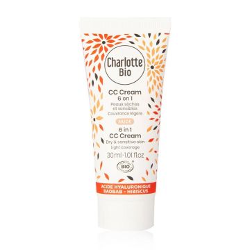 CC Cream bio 6in1 pentru piele uscata si sensibila Nude, 30ml, Charlotte Bio