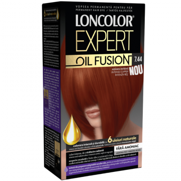 Vopsea de par permanenta Expert Oil Fusion Nr 7.44, 115ml, Loncolor