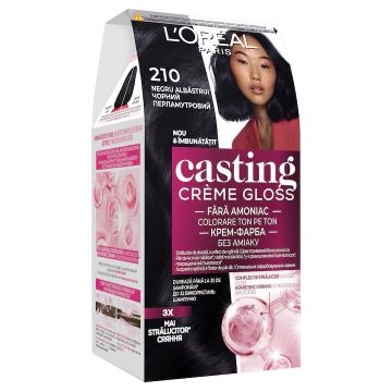 Vopsea de par semi-permanenta fara amoniac Casting Creme Gloss 210 Negru Albastrui, 180ml, L'Oreal Paris