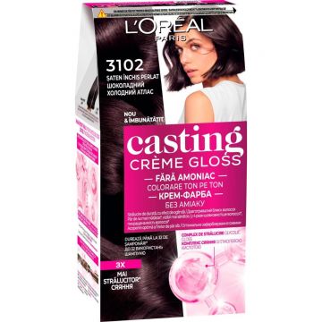 Vopsea de par semi-permanenta fara amoniac Casting Creme Gloss 3102 Saten Inchis Perlat, 180ml, L'Oreal Paris
