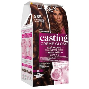 Vopsea de par semi-permanenta fara amoniac Casting Creme Gloss 535 Ciocolata, 180ml, L'Oreal Paris