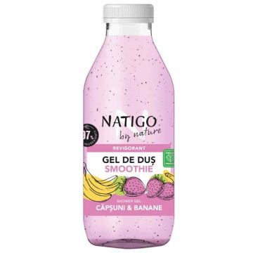 Gel de dus cu capsuni si banane Smoothie, 400ml, Natigo By Nature
