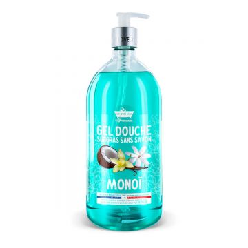 Gel de dus cu Monoi Surgras fara sapun, 1l, Les Petites Bains de Provence