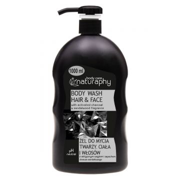 Gel de dus & sampon cu carbune activ Black Edition, 1000ml, Naturaphy