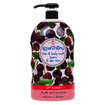Gel de dus & sampon cu cirese si aloe vera, 1000ml, Naturaphy