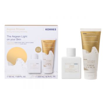 Pachet Aegean Bronze Apa de parfum 50ml + Spuma autobronzanta iluminatoare 200ml, Korres