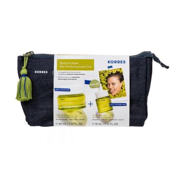 Pachet crema extract de strugure Santorini 40ml + Ulei uscat pentru ten 15ml, Korres
