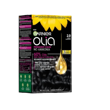 Vopsea de par permanenta fara amoniac 2.0 Black Diamond Olia, 174ml, Garnier