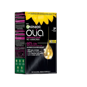 Vopsea de par permanenta fara amoniac 2P Platinum Black Olia, 174ml, Garnier