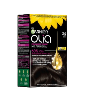 Vopsea de par permanenta fara amoniac 3.0 Soft Black Olia , 174ml, Garnier