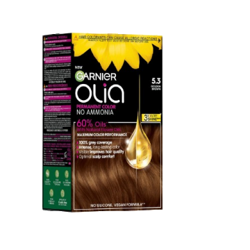 Vopsea de par permanenta fara amoniac 5.3 Golden Brown Olia, 174ml, Garnier