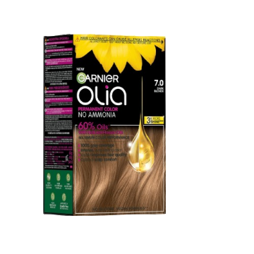 Vopsea de par permanenta fara amoniac 7.0 Dark Blonde Olia, 174ml, Garnier