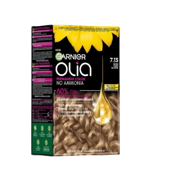 Vopsea de par permanenta fara amoniac 7.13 Beige Dark Blonde Olia, 174ml, Garnier