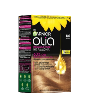 Vopsea de par permanenta fara amoniac 8.0 Blonde Olia, 174ml, Garnier