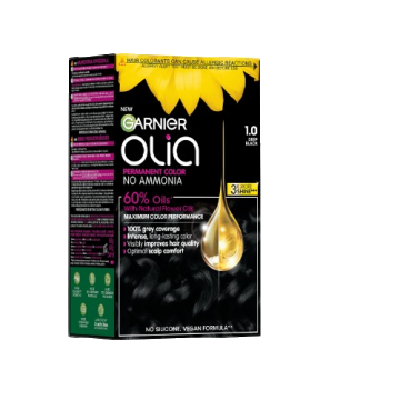 Vopsea de par permanenta fara amoniac Olia 1.0 Night Black, 174ml, Garnier