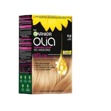 Vopsea de par permanenta fara amoniac Olia 9.0 Light Blonde, 174ml, Garnier