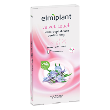 Benzi depilatoare pentru corp Velvet touch, 12 benzi, Elmiplant