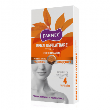 Benzi depilatoare pentru fata cu scortisoara, 20 bucati, Farmec