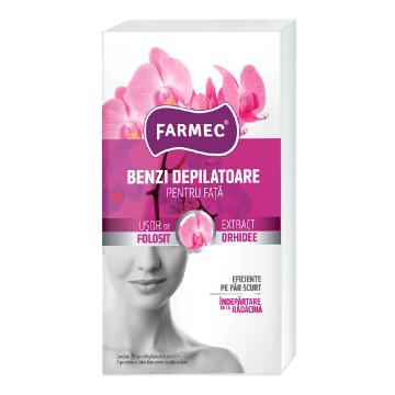 Benzi depilatoare pentru fata orhidee, 20 bucati, Farmec