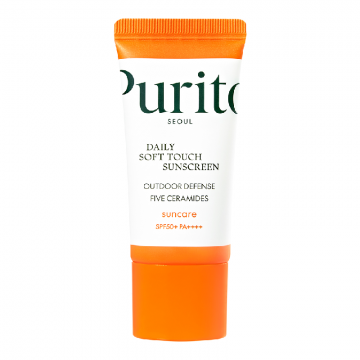 Crema de fata Daily Soft Touch cu factor de protectie SPF 50+, PA++++, Mini, 15 ml, Purito