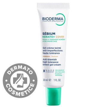Gel crema nuantatoare anti-imperfectiuni Sebium Kerato+ Cover, 30 ml, Bioderma
