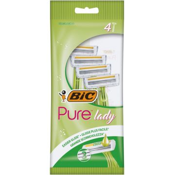 Pachet Aparat de ras Pure3 Lady Verde, 4 bucati, BIC