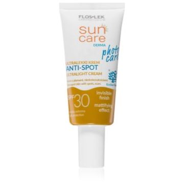 FlosLek Laboratorium Sun Care Derma Photo Care crema fata iluminatoare de protectie pentru pielea cu imperfectiuni