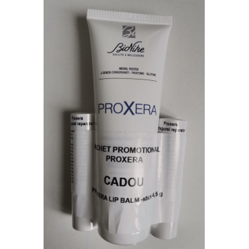 Bionike Pachet Proxera Crema maini piele uscata si foarte uscata 75 ml + Balsam buze uscate 4.5 g 2 bucati