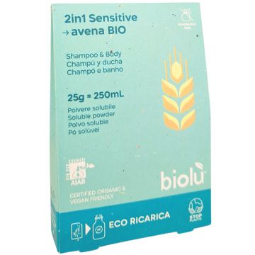 Gel de dus si sampon sensitive pudra - refill ecologic 25g Biolu